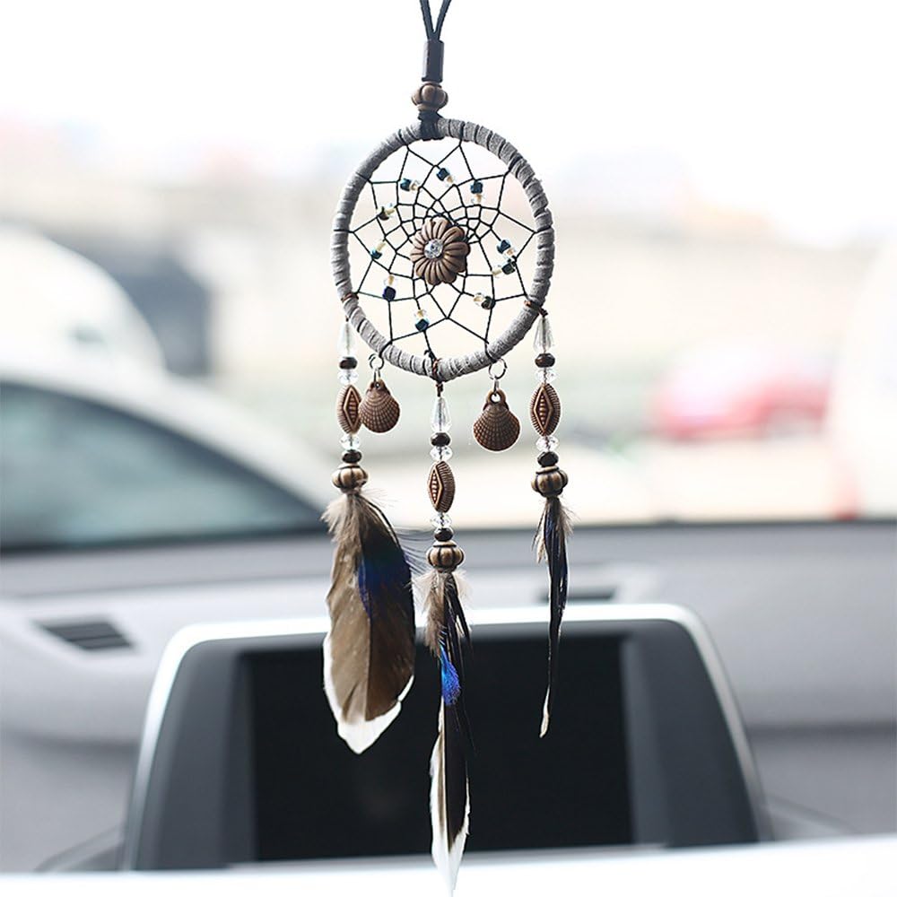 YGMONER Dream Catcher Car Interior Rearview Mirror Dangle Brown