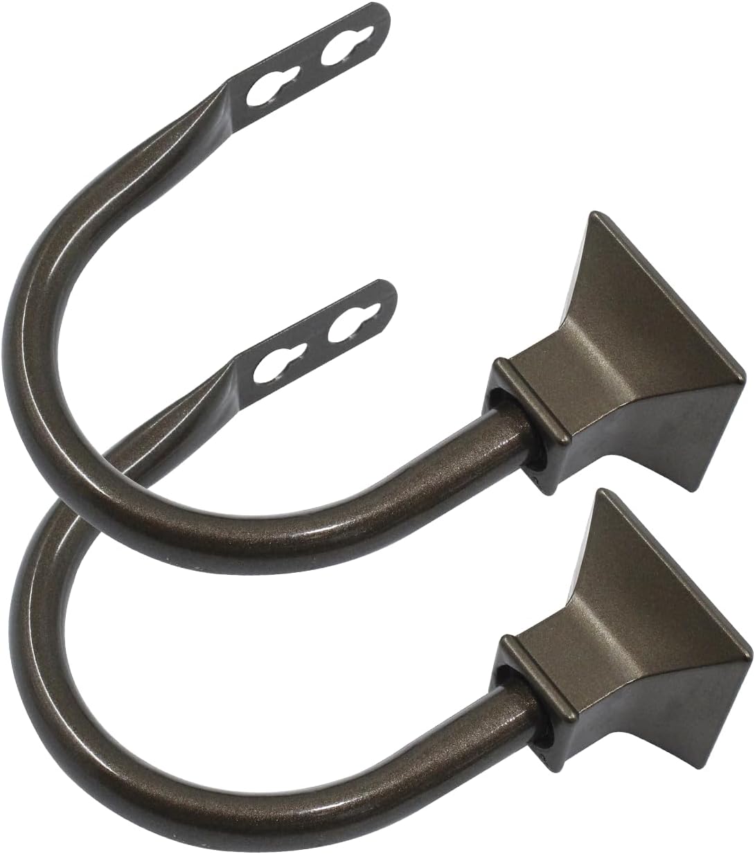 2Pcs Brown Square Curtain Holdbacks with Metal Hooks