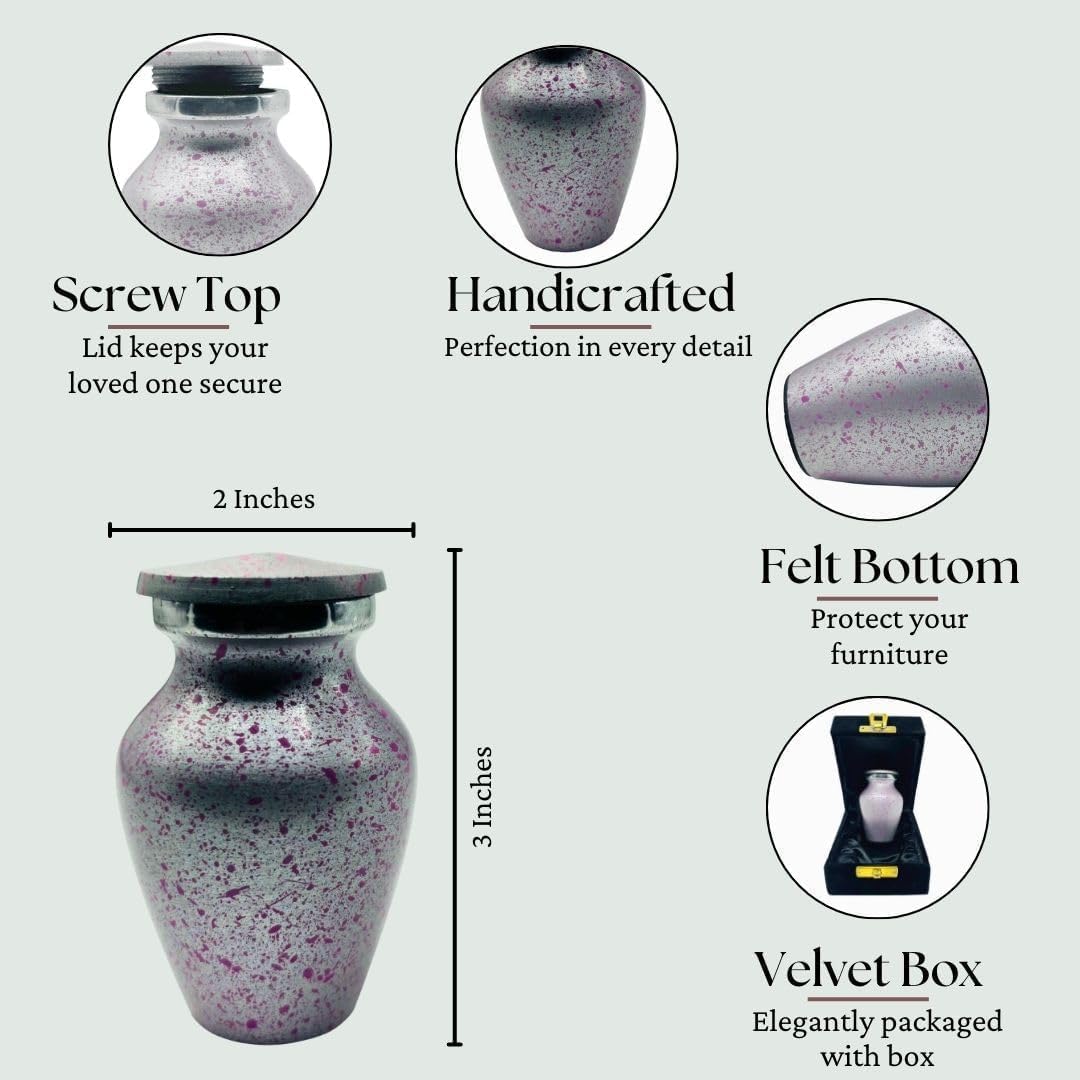 Eternal Serenity Mini Cremation Urn Purple Silver 3 Inch