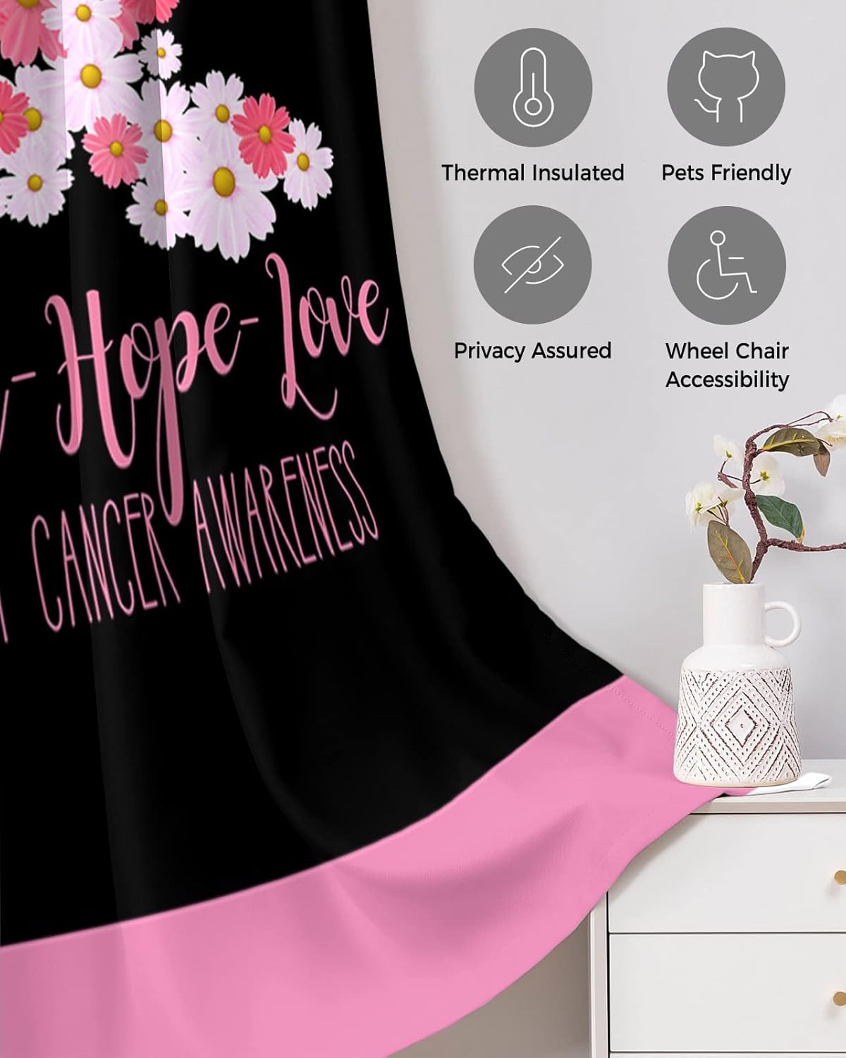 Faith Hope Love Door Curtains - 39x78 Inch Blackout Panels