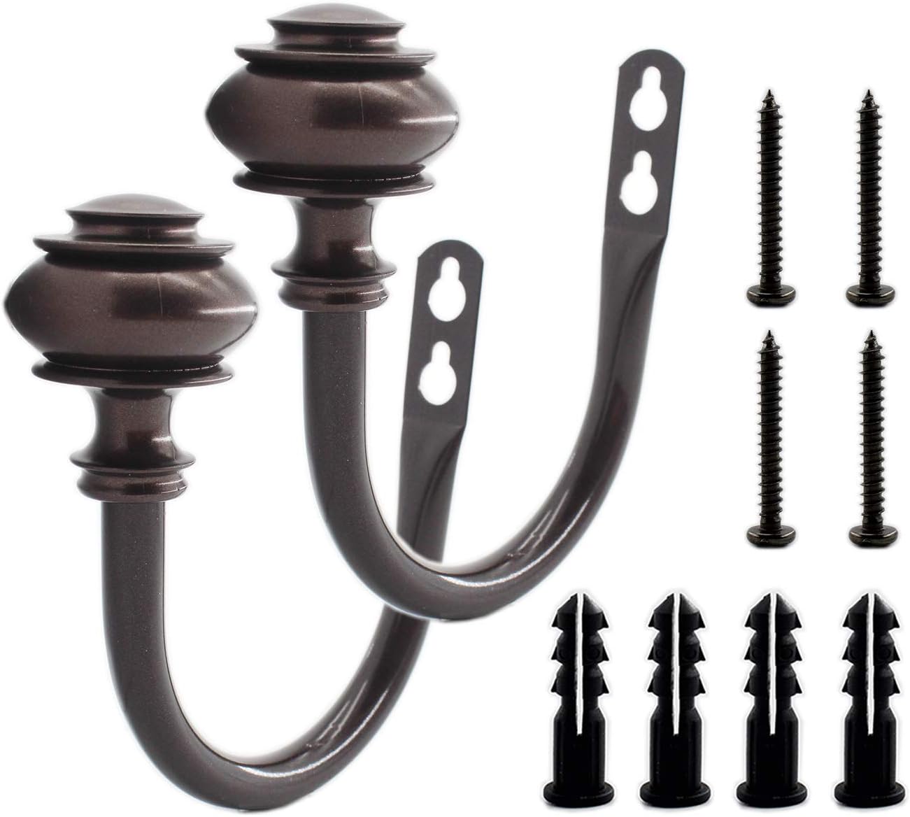2 Pack Curtain Holdback Hooks U-Shaped Metal Curtain Tiebacks for Drapes