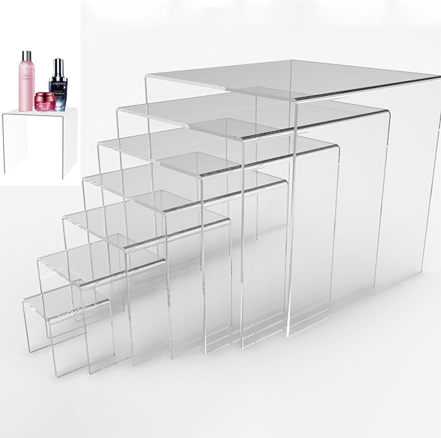 4 Sets of 7 Total 28pc Blue Acrylic Display Risers