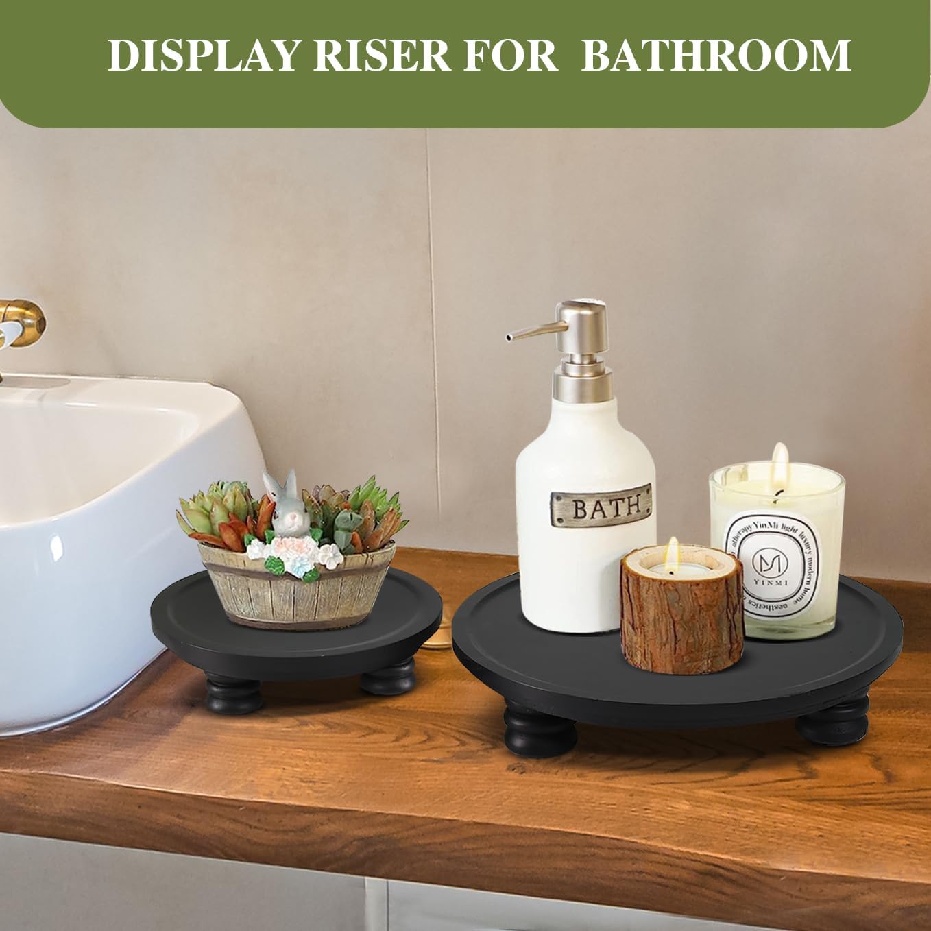 2 Pcs Wooden Risers for Display Farmhouse Decor