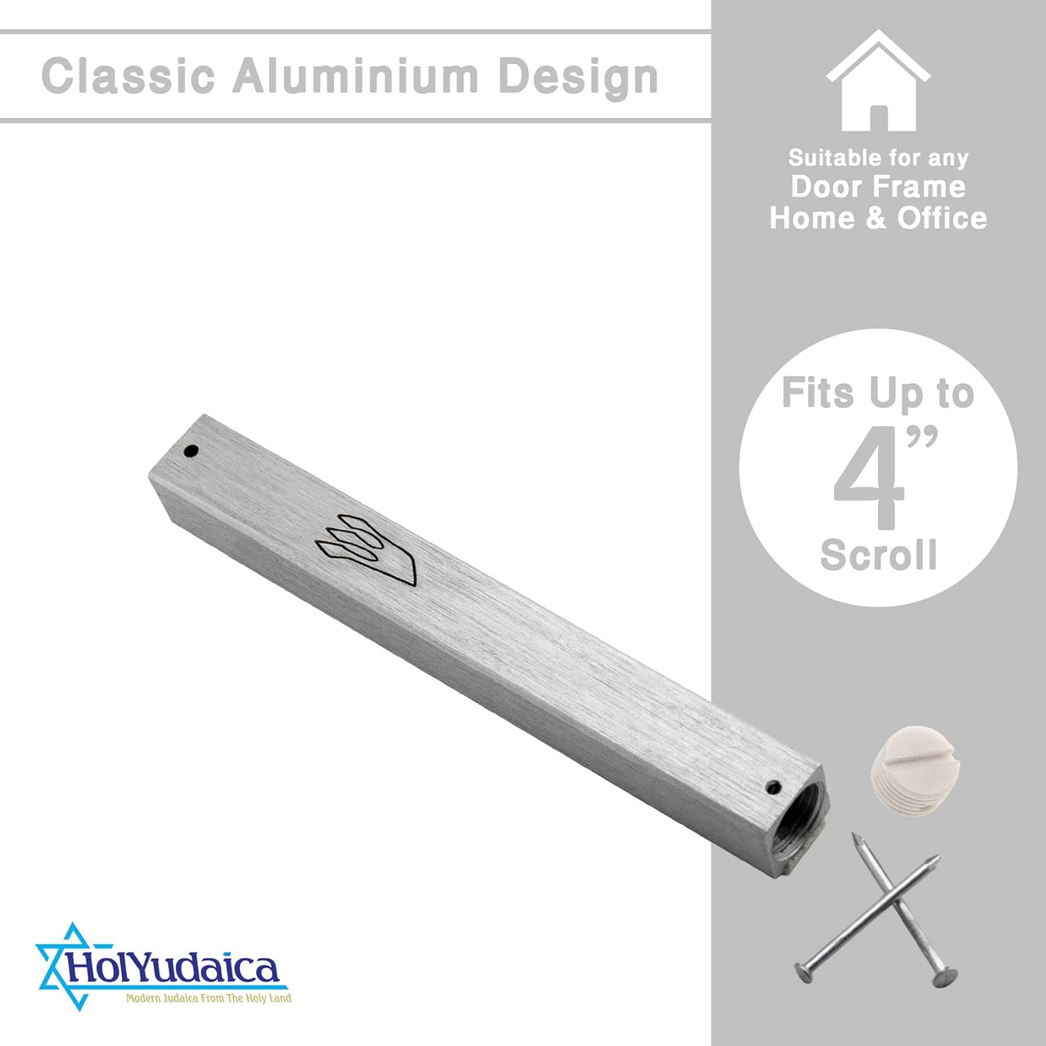 3-Pack Classic Aluminum Mezuzah Case with Nail