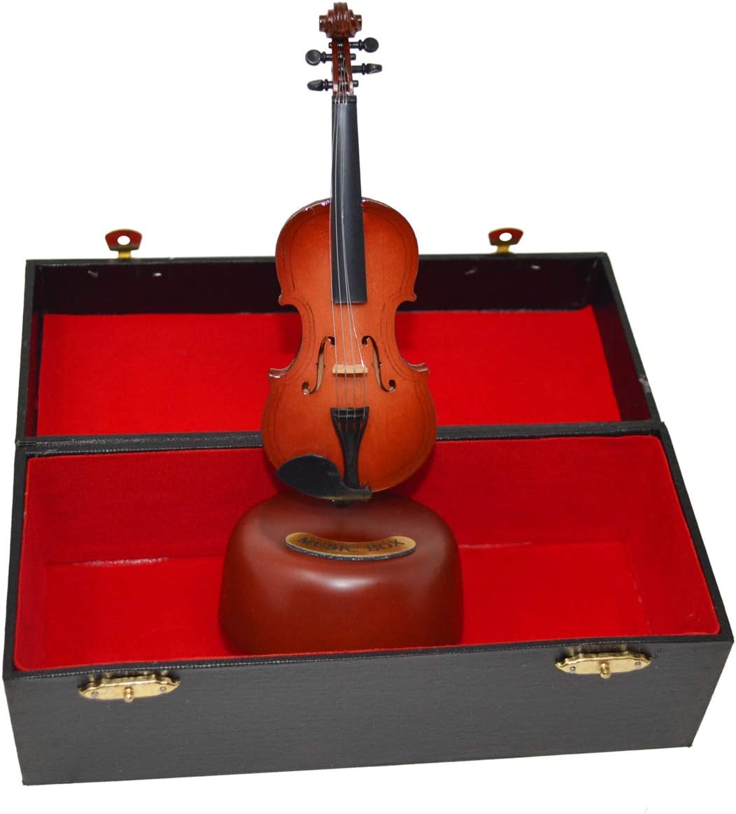 Violin Music Box With Rotating Musical Base Miniature Art Gift