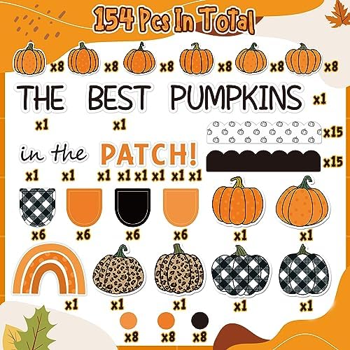 Haooryx Fall Pumpkin Decor Bulletin Board Set