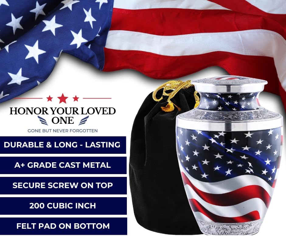 American Flag Cremation Urn for Adult Ashes