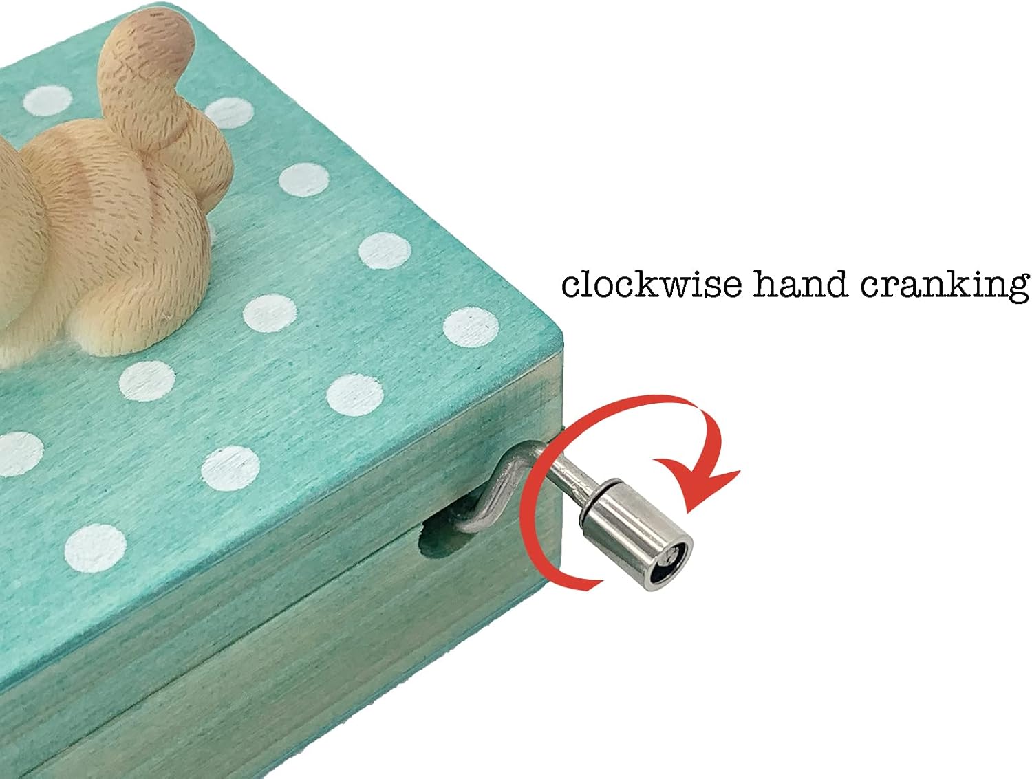 Mini Wooden Hand Crank Music Box with Cute Cat