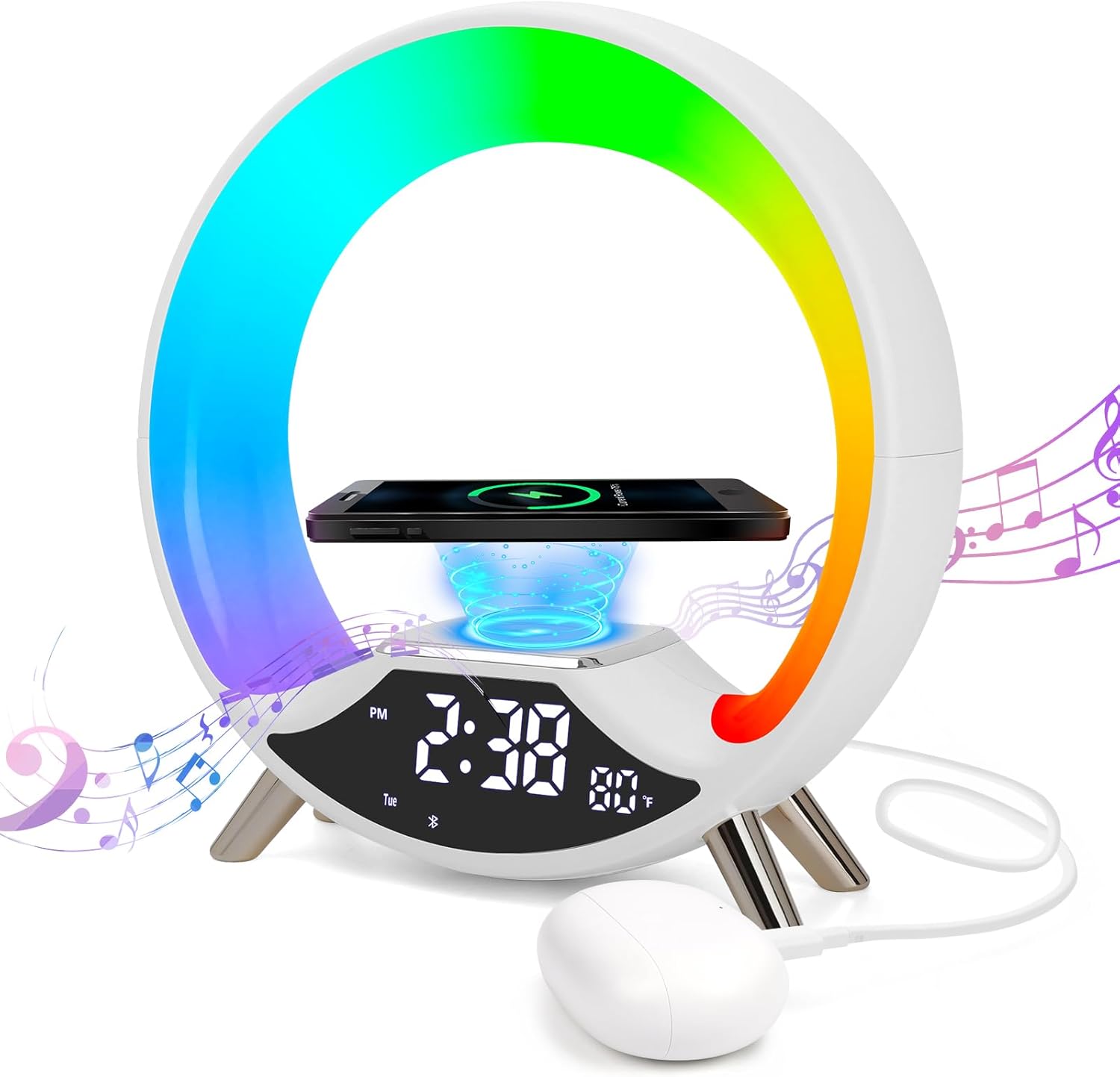 Sunrise Alarm Clock with Wireless Charging and Bluetooth