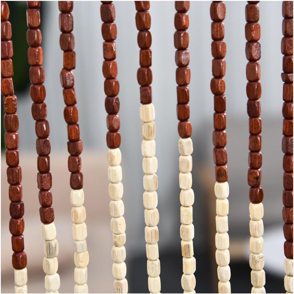 GVILTY Wooden Beaded Curtains Door Screen 60 Line Dense Bohemian Curtain