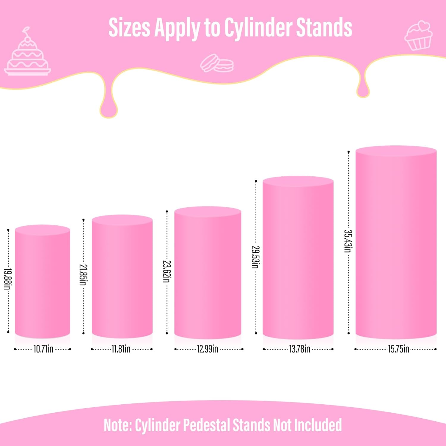 LEBENGURU 5Pcs Cylinder Pedestal Covers Pink