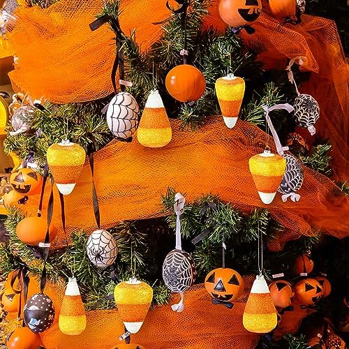 12 Pcs Halloween 3D Glitter Candy Corn Hanging Ornaments