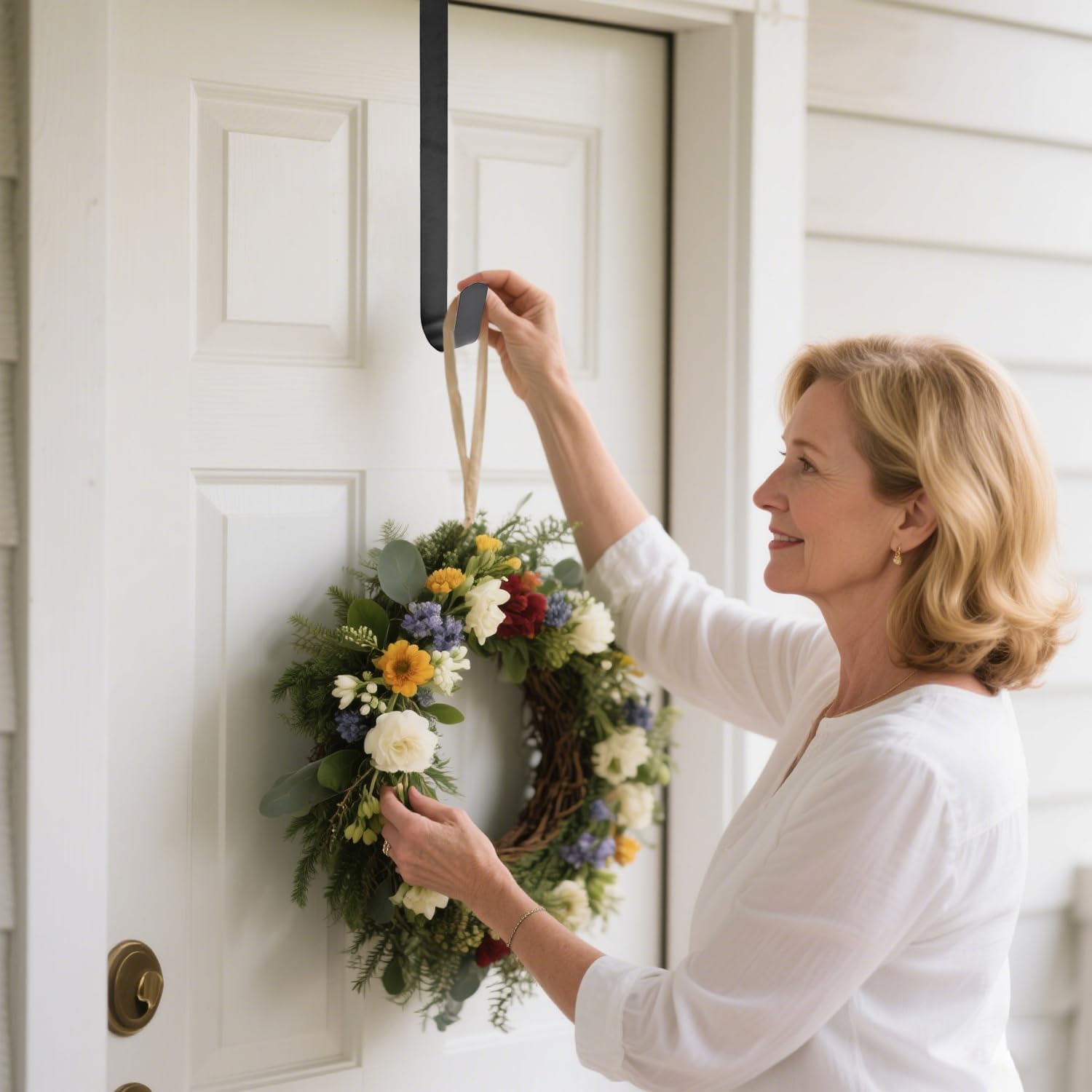 Sattiyrch 15 Inch Front Door Wreath Hanger Sturdy Steel Hook