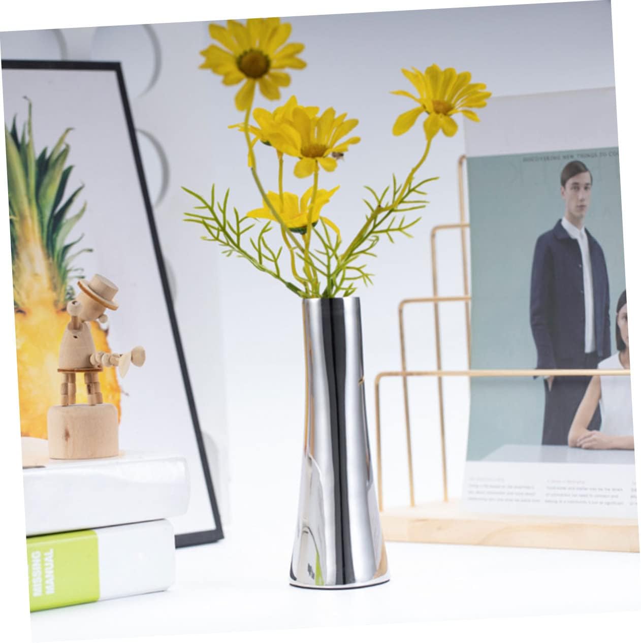 Stainless Steel Flower Vase for Home Decor and Centerpieces
