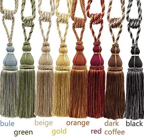 BEL AVENIR 2 Pack Tassel Curtain Holdbacks Rope Tie-Backs