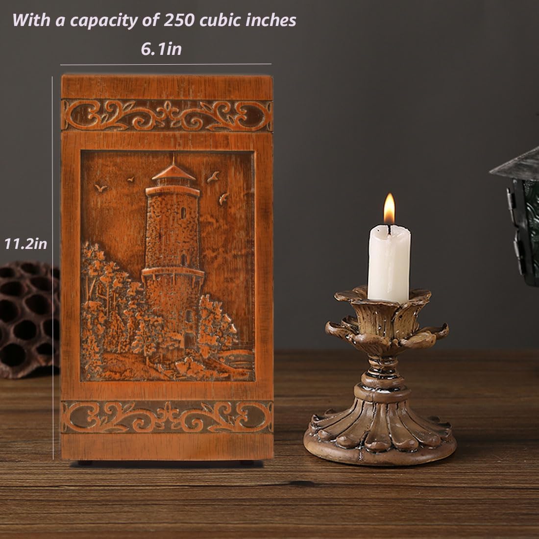 KIMNAG Lighthouse XL Wooden Cremation Urn 250lbs