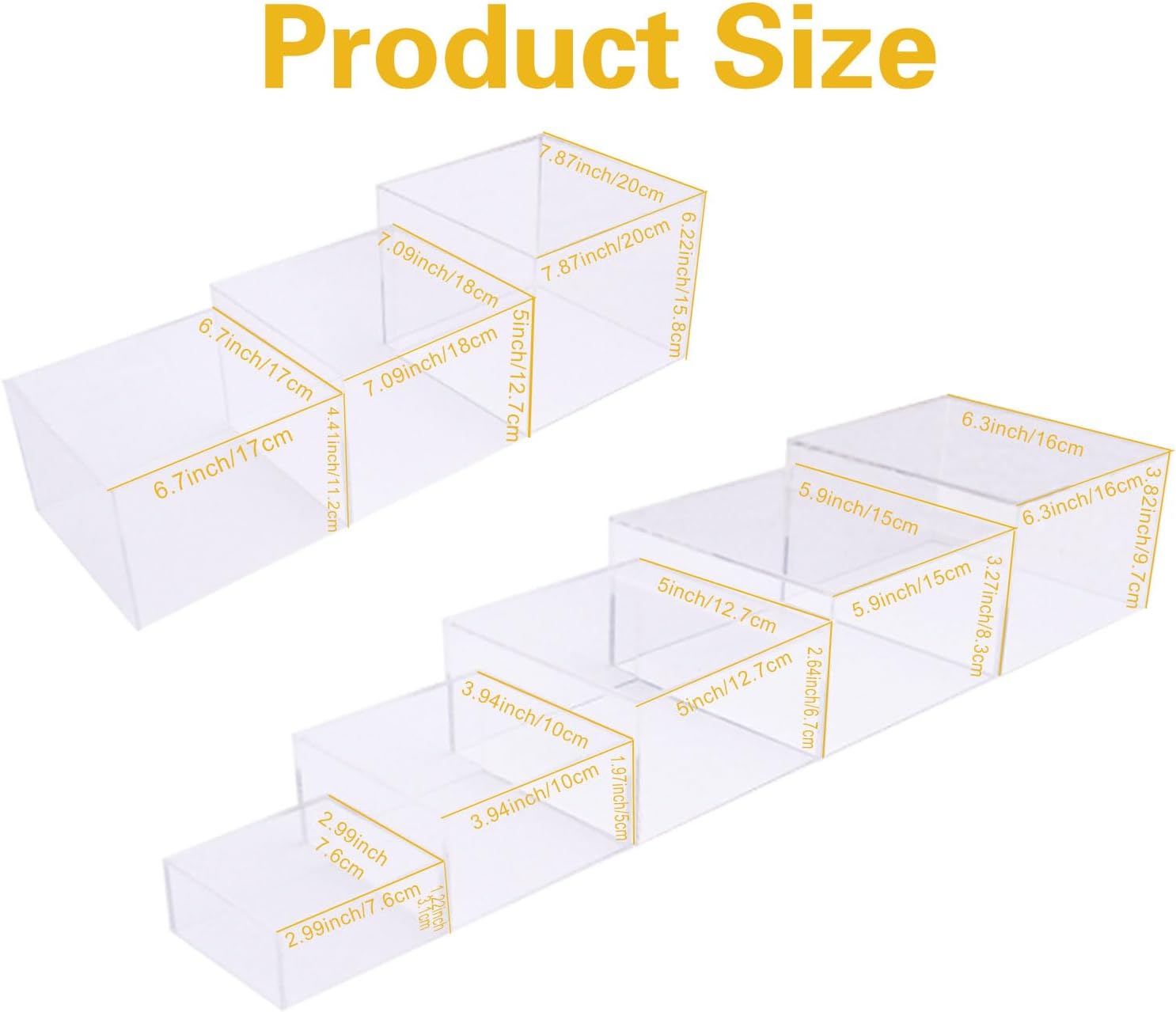 8 Pack Clear Acrylic Risers for Display