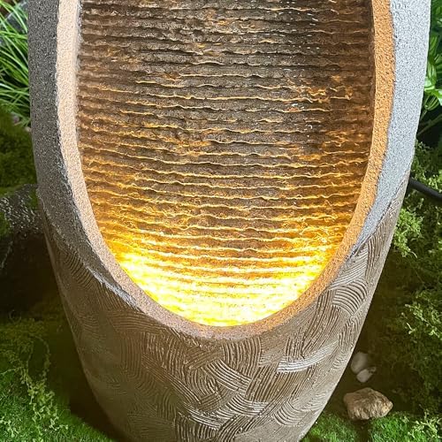 Floor Standing Fountain Large Waterfall 2755 Inches Gray Modern