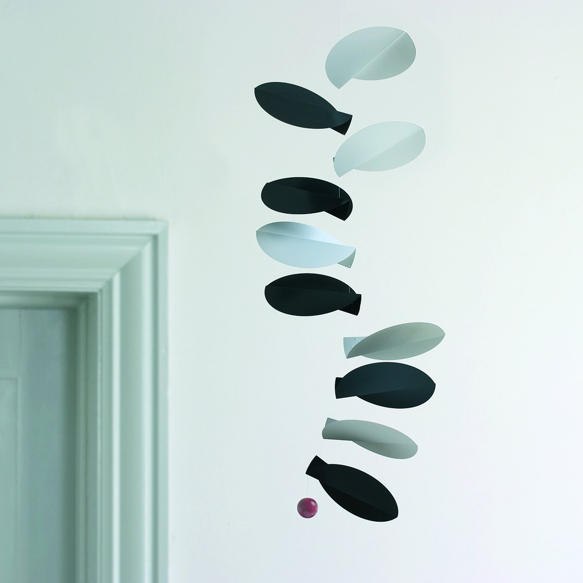 Turning Leaves Hanging Mobile - 32 Inches Black and White