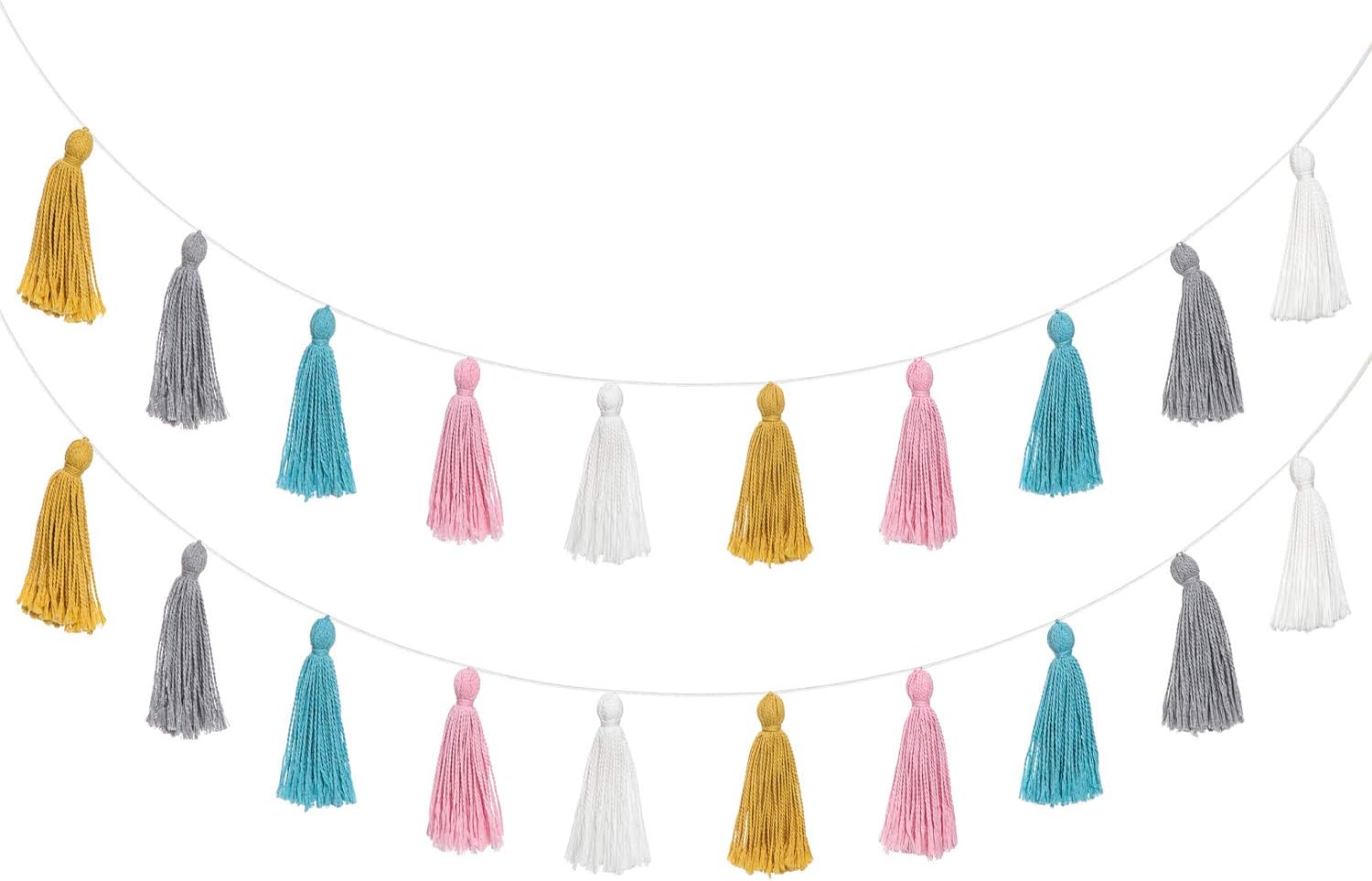 Mkono 2 Pack Tassel Garland Pastel Wall Decor