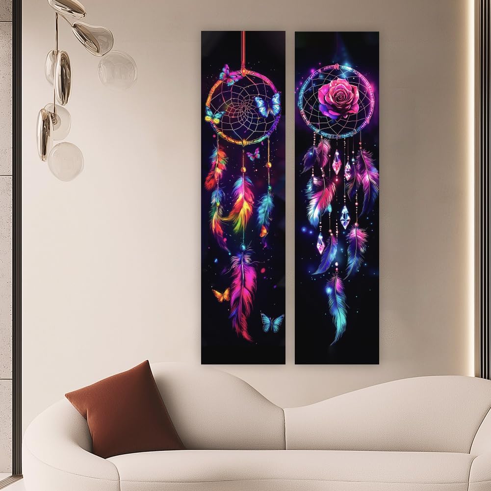 ACRNIGHEET UV Reactive Blacklight Dream Catcher Tapestry Wall Decor