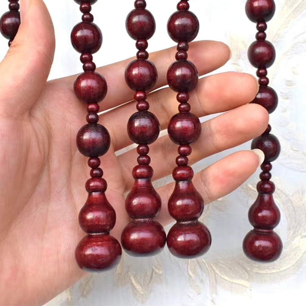 Etlegor Red Dense Beaded Curtain Panel for Doors