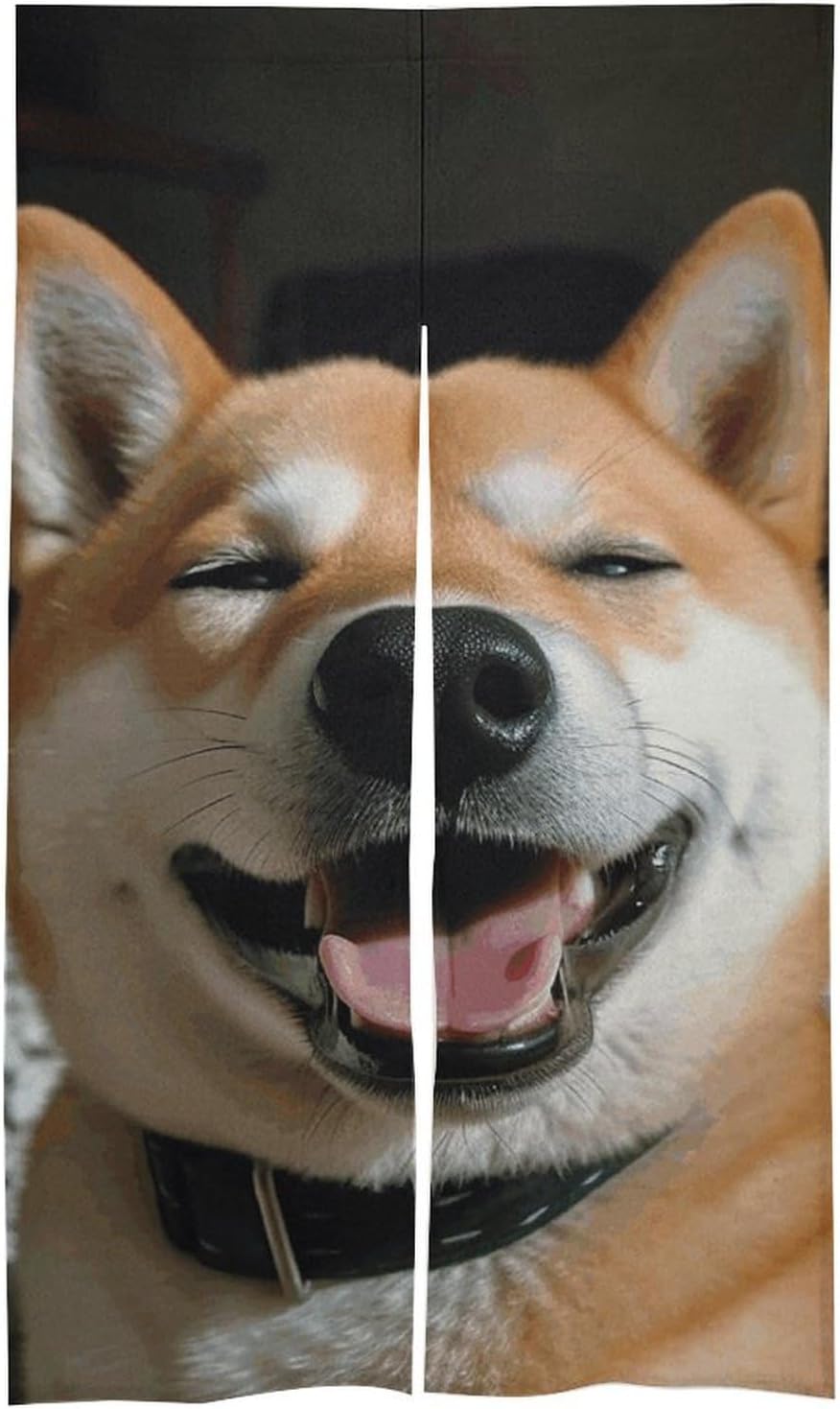 Shiba Inu Smile Tongue Out Door Curtain Panel