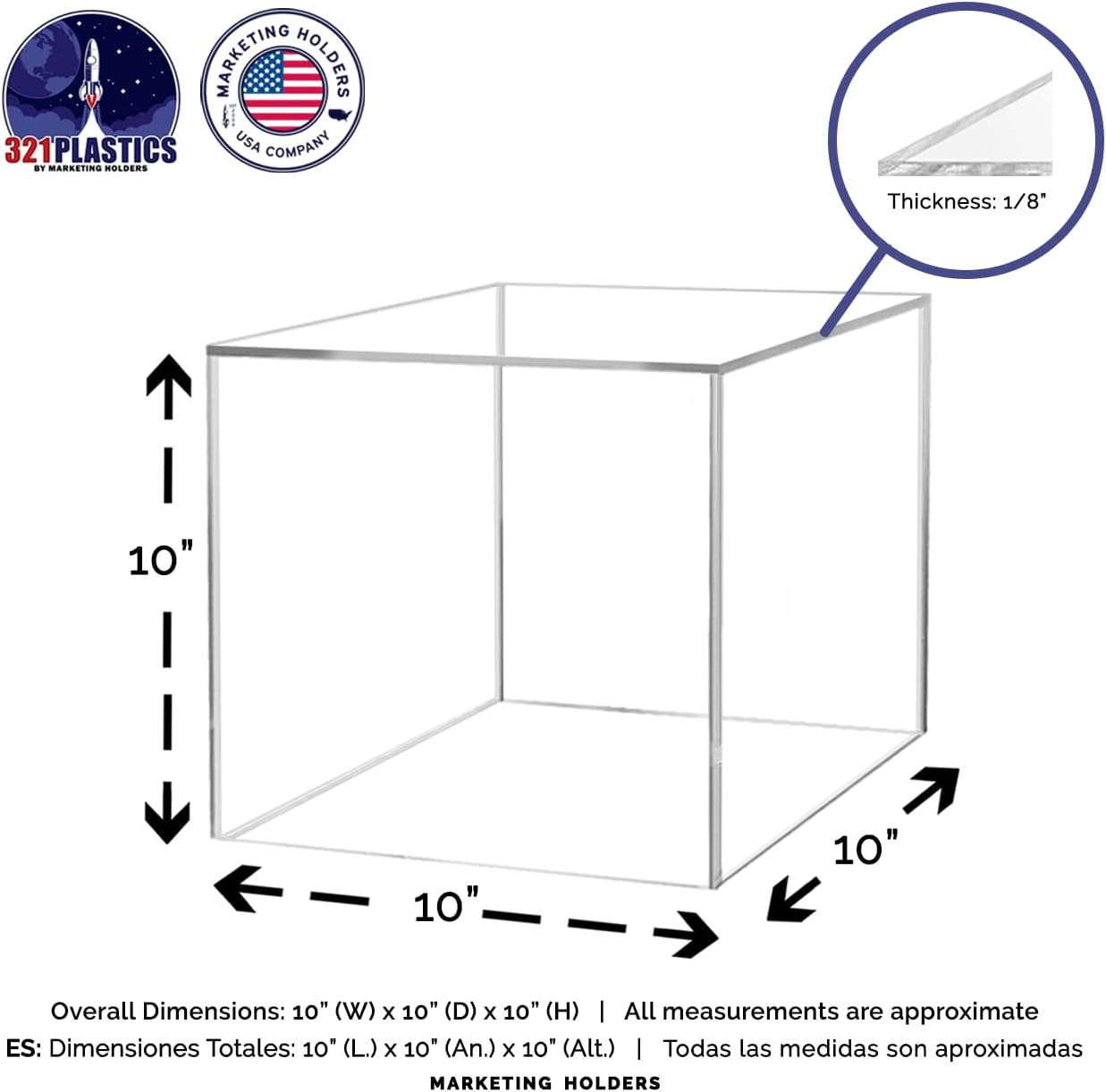 10 Inch Acrylic Display Riser Box with One Open Side