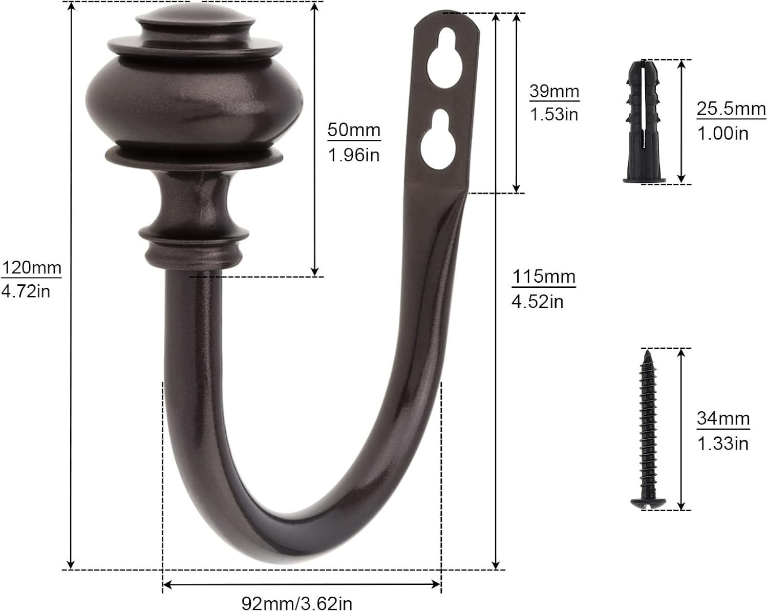 Curtain Holdbacks 4 Pack Wall Mounted Tiebacks Brown