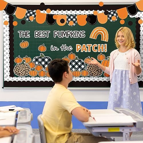 Haooryx Fall Pumpkin Decor Bulletin Board Set