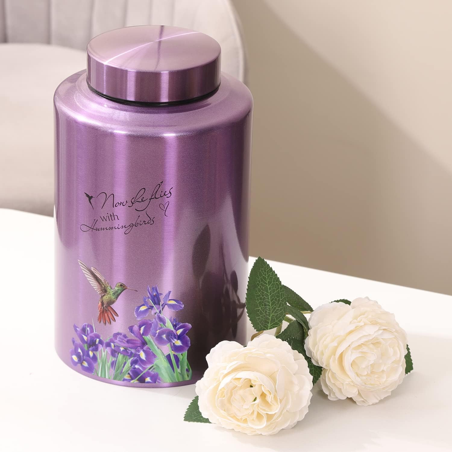 Purple Hummingbird Cremation Urn for Mom 220 lbs Capacity