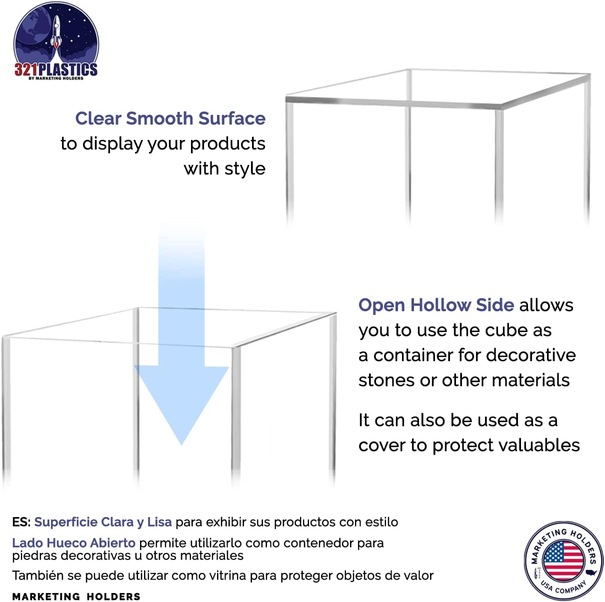10 Inch Acrylic Display Riser Box with One Open Side