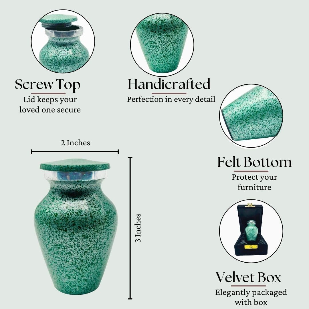 UNITEDCRAFT Green Marble Cremation Urn 3 Inch