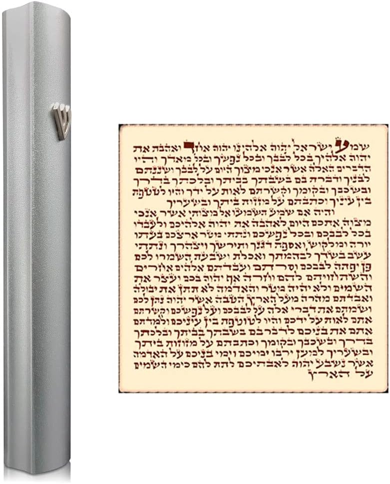Talisman4U Silver Aluminum Mezuzah with Scroll 3D Metal