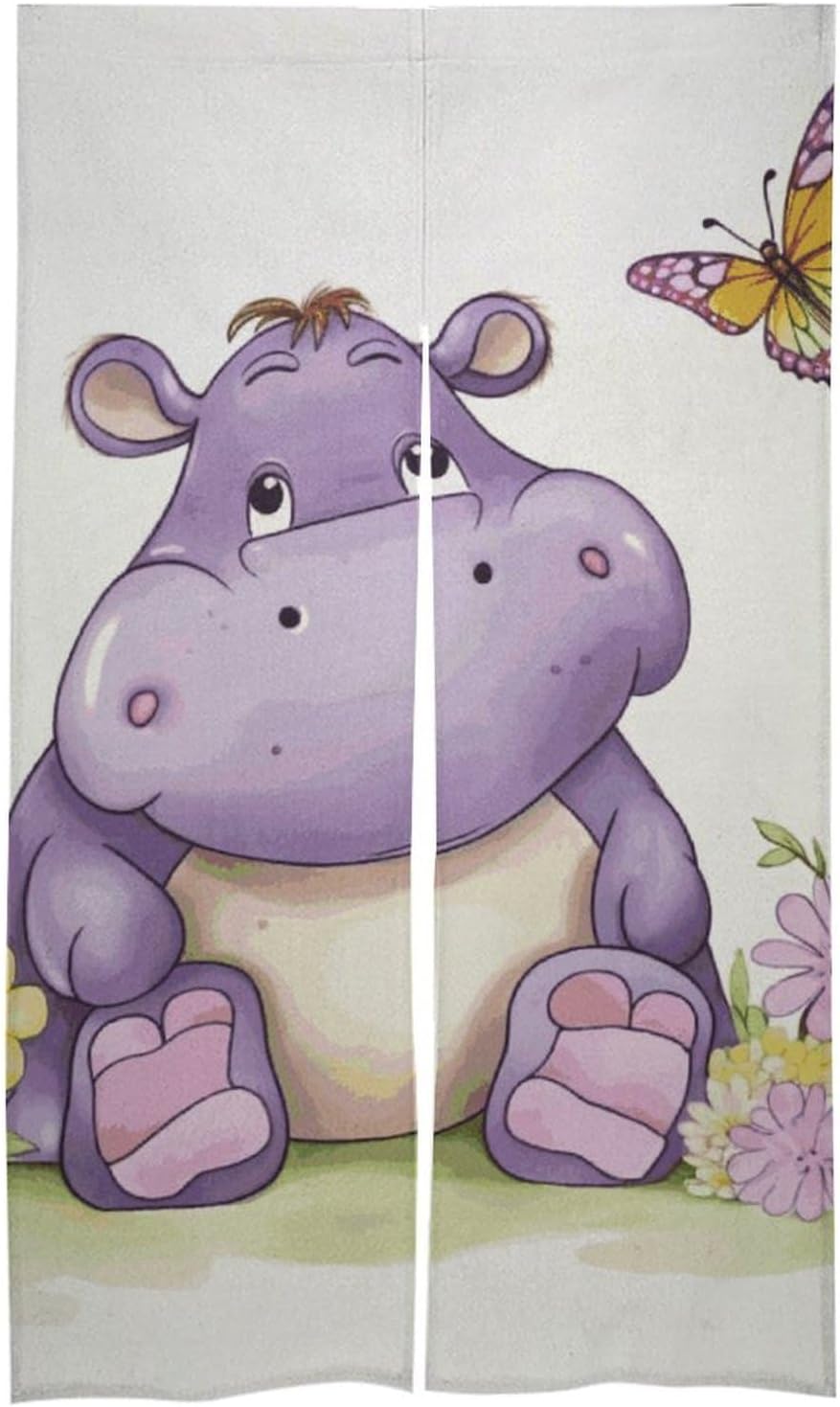 Butterfly Hippo Door Curtain Split Blackout Panel