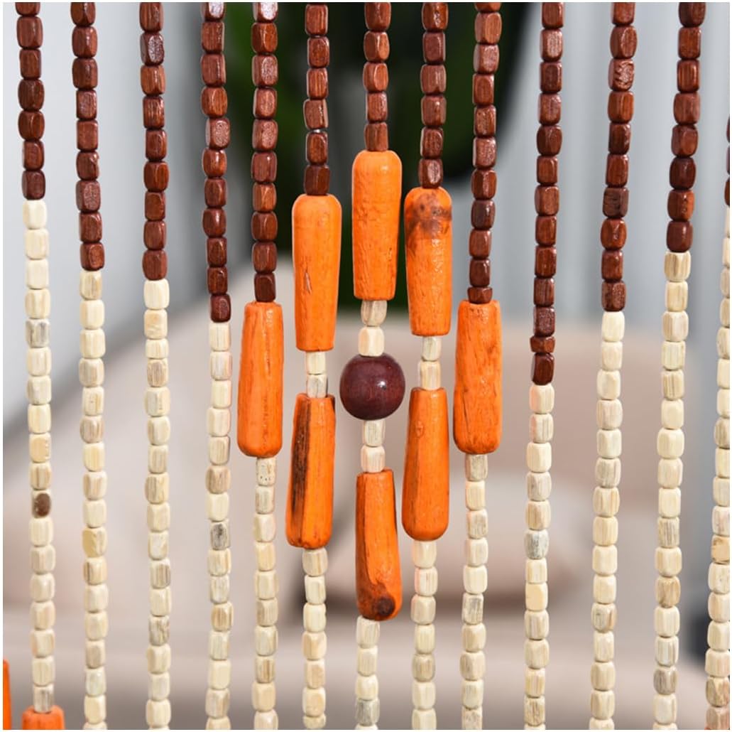 GVILTY Wooden Beaded Curtains Door Screen 60 Line Dense Bohemian Curtain