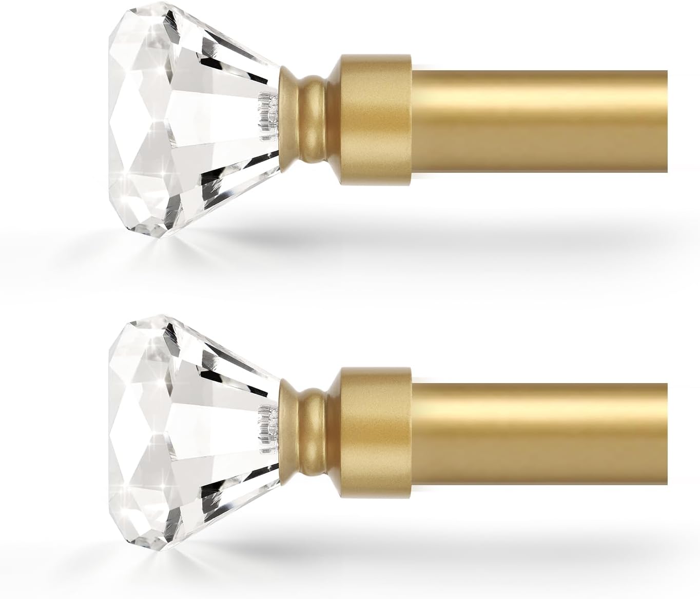 Orger Diamond Curtain Rods 30-54 Inches Gold with Crystal Finials 2 Pack