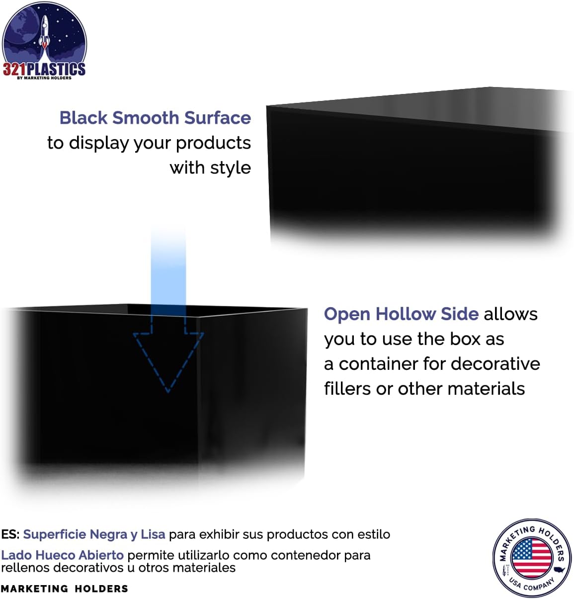 12 Inch Acrylic Riser Display Box with One Open Side