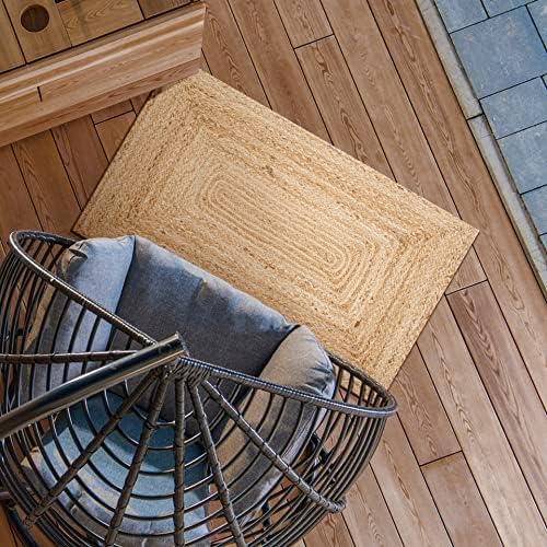 Natural Jute Rug 2x3 Ft Handmade for Livingroom Bedroom