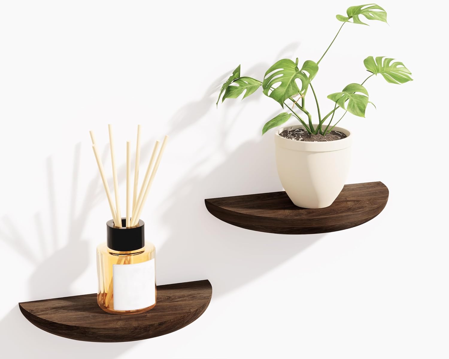 QsQueen Solid Wood Half Round Floating Wall Shelves