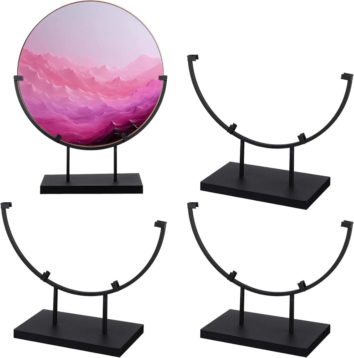 Blulu 4 Pcs 10 Inch Round Metal Easels for Art Displays