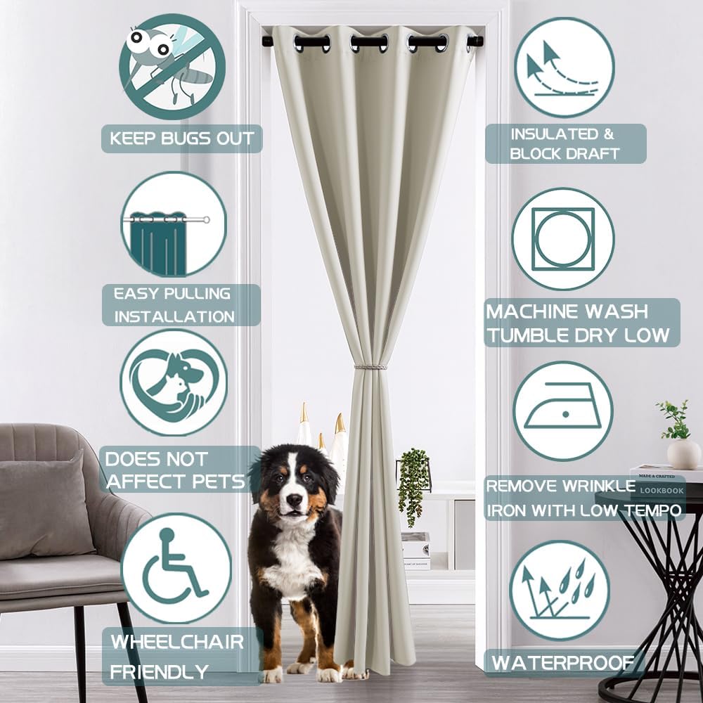XTMYI Ivory Blackout Doorway Curtain 80 Inches Long