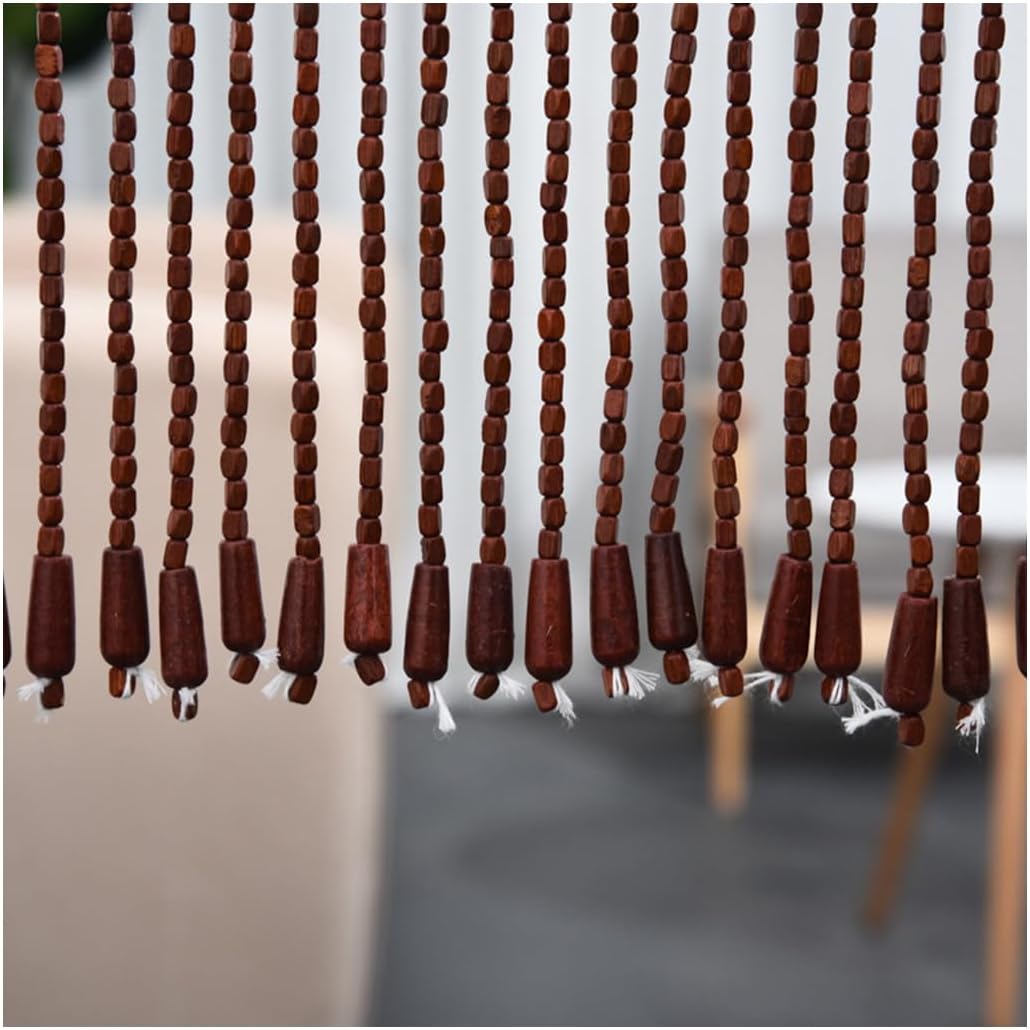 GVILTY Wooden Beaded Curtains Door Screen 60 Line Dense Bohemian Curtain