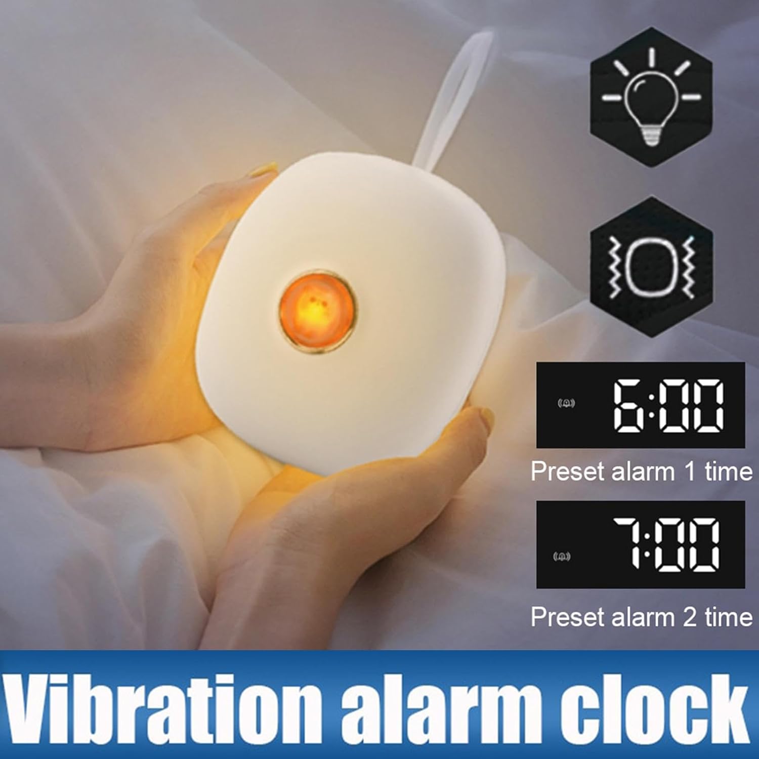 Battery Operated Vibrating Alarm Clock for Deep Sleepers and Deaf Users
