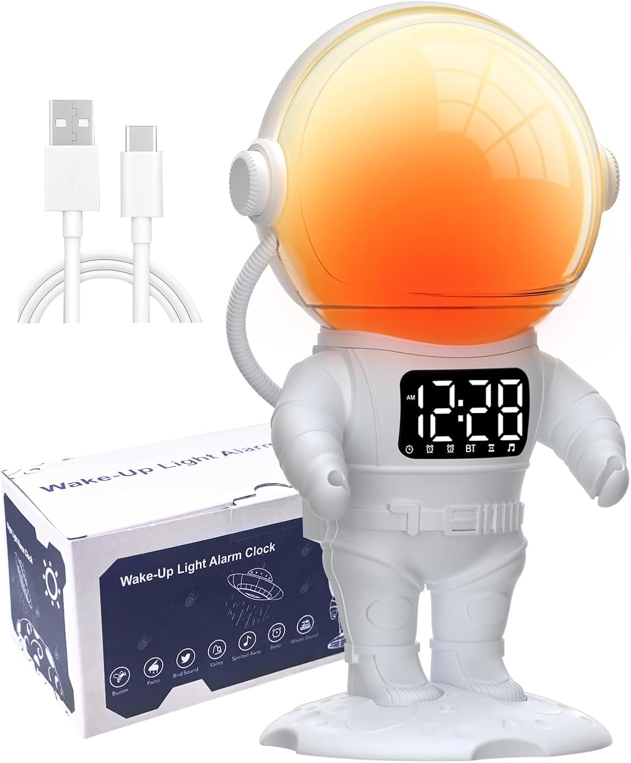 Astronaut Sunrise Alarm Clock with Light and Bluetooth Radio