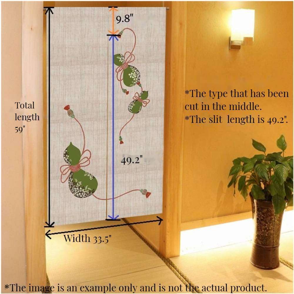Noren Door Curtain with Sakura and Cat Design 335x59