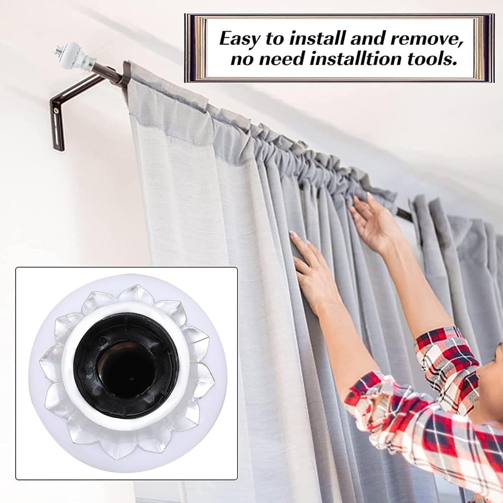 GORGECRAFT 2Pcs White Petal Curtain Rod Ends