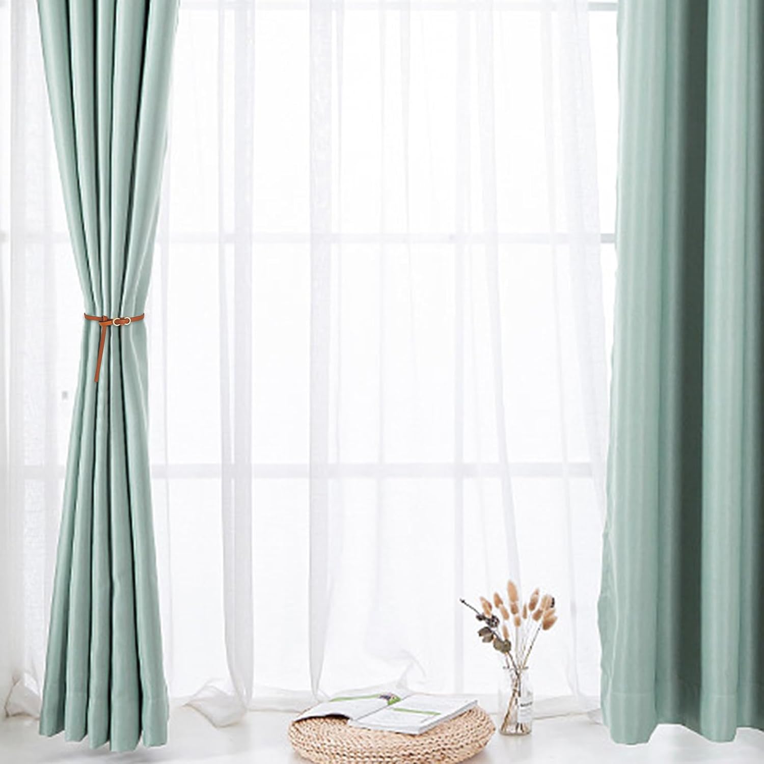 4 pcs Leather Curtain Holdbacks with Metal Buckle
