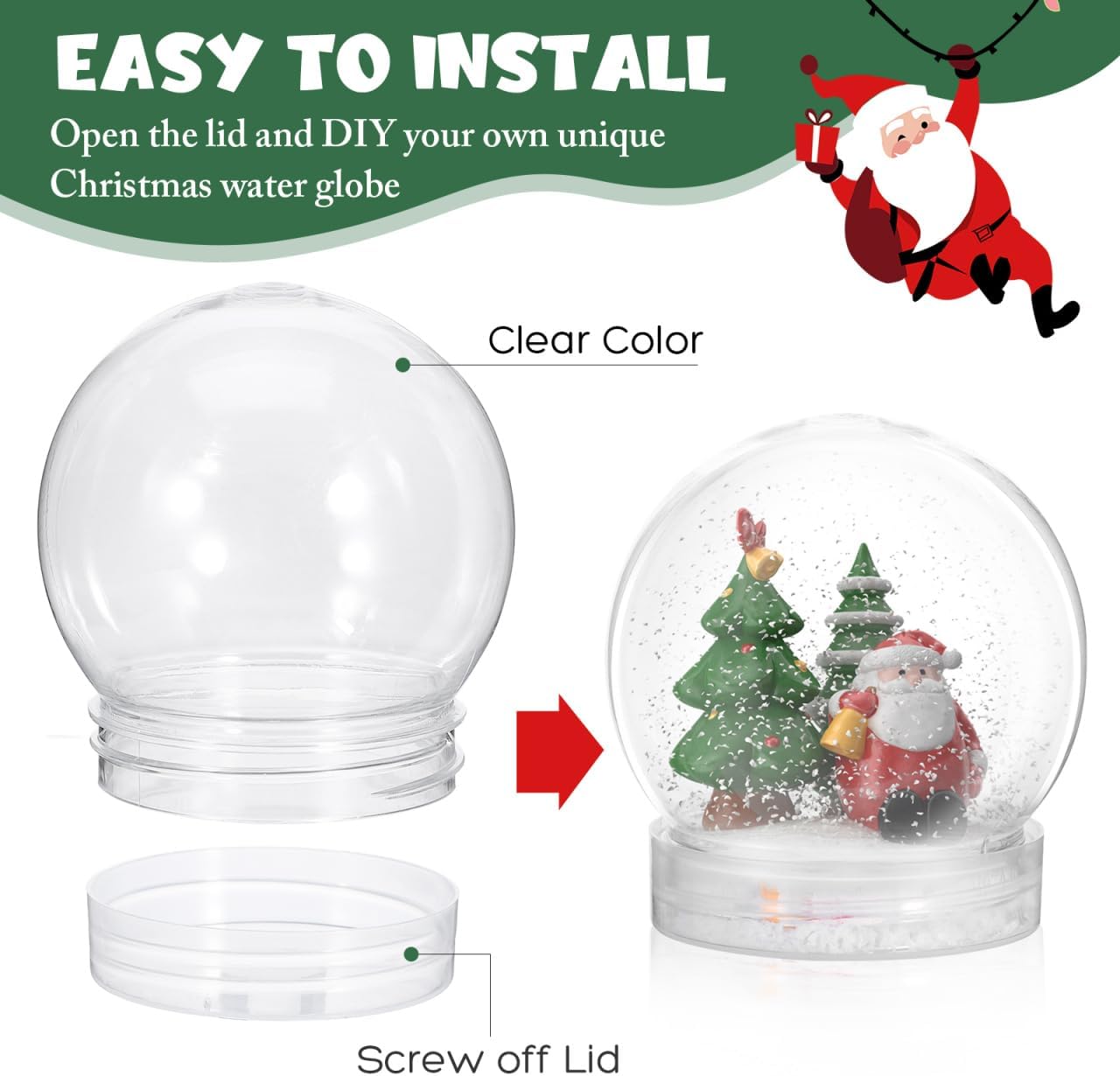 BESTOYARD 30 Pcs 3-Inch Clear Snow Globe Jar DIY Party Favor