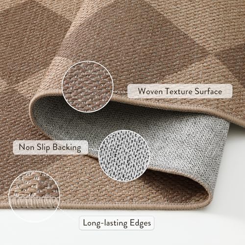 Lahome Checkered Jute Inspired Rug 2x8 Entry Hallway Non Slip Washable